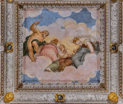 Plafond, Zaal van de Raad der Goden door Giovanni Battista Zelotti