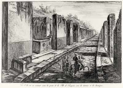 Zicht op de straat van de poort van de stad Pompeii, uit Antiquités de Pompeia door G.B. Piranesi, gegraveerd door Francesco Piranesi (1758-1810) 1804 door Giovanni Battista Piranesi
