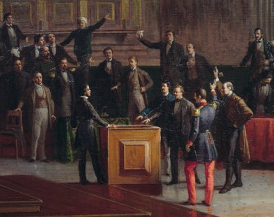 Tijdelijke regering van Venetië kiest voor verzet tot het bittere einde (1849), schilderij door Giovanni Battista Della Libera door Giovanni Battista della Libera