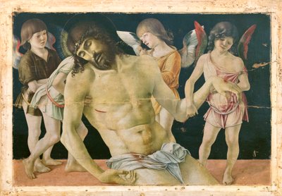Dode Christus ondersteund door engelen door Giovanni Bellini