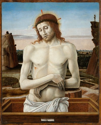 De Man van Smarten - Bellini, Giovanni (1430-1516) - 1460-1469 - Museo Poldi Pezzoli, Milaan door Giovanni Bellini