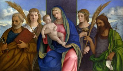 Madonna en kind met heiligen door Giovanni Bellini