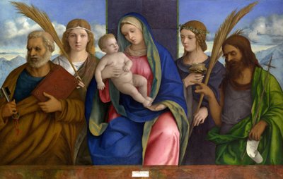 Madonna en kind met heiligen, ca. 1500 door Giovanni Bellini