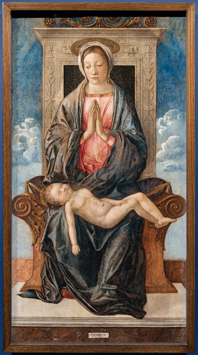 Madonna met slapende baby, door Giovanni Bellini, c.1470. door Giovanni Bellini