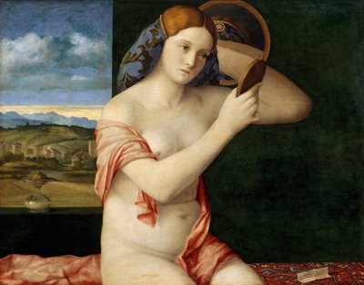 Naakte Jonge Vrouw voor een Spiegel door Giovanni Bellini