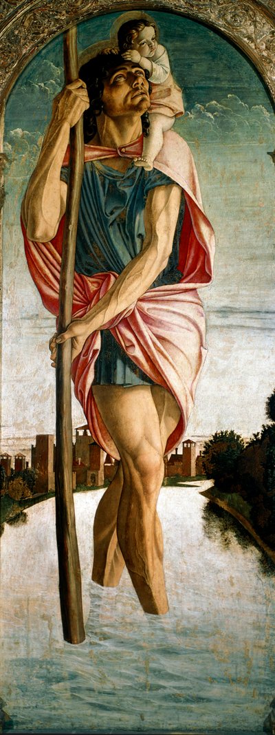 Polyptiek van Sint Vincent Ferrier: Sint Christoffel (paneel links) door Giovanni Bellini