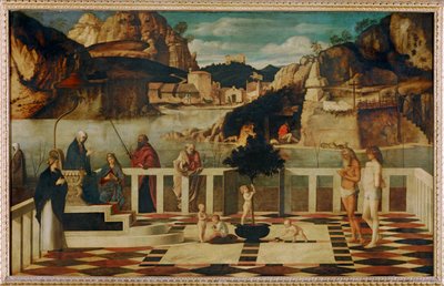 Heilige allegorie (schilderij op hout) door Giovanni Bellini