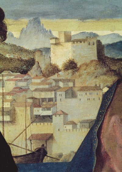 Maagd en Kind tussen Johannes de Doper en een vrouwelijke heilige (detail) door Giovanni Bellini