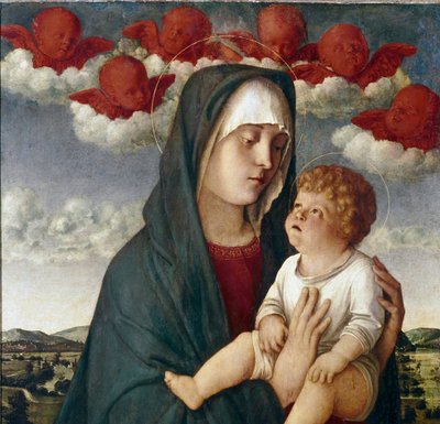Maagd met kind en engelen (detail) door Giovanni Bellini
