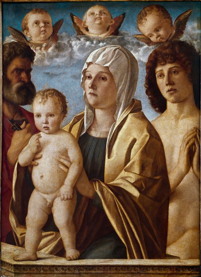 Maagd met kind met St. Peter en St. Sebastian door Giovanni Bellini