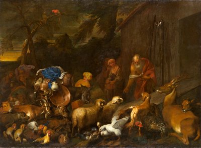 Noach en de Dieren die de Ark Binnengaan, circa 1630-1632 door Giovanni Benedetto Castiglione