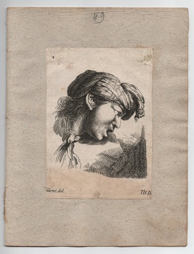 Turks hoofd met sjaal, ca. 1750 door Giovanni Benedetto (1609 64) (after) Castiglione