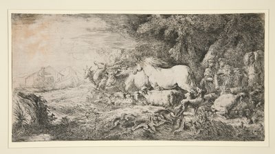 Dieren die de Ark van Noach Binnenkomen door Giovanni Benedetto Castiglione