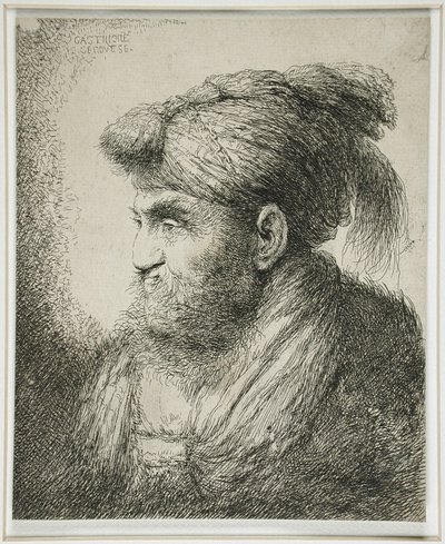 Bebaarde man met een tulband door Giovanni Benedetto Castiglione
