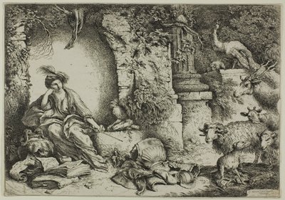 Circe met metgezellen van Odysseus veranderd in dieren door Giovanni Benedetto Castiglione