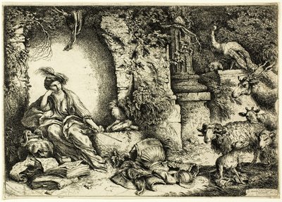 Circe met metgezellen van Odysseus veranderd in dieren door Giovanni Benedetto Castiglione