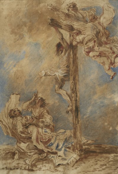 Kruisiging met de Maagd, Heiligen Johannes en Maria Magdalena en God de Vader, ca. 1651 door Giovanni Benedetto Castiglione