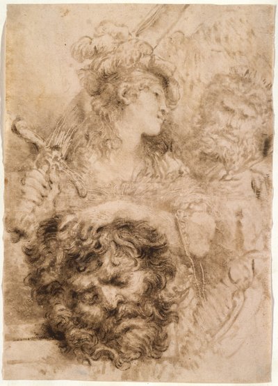 David met het hoofd van Goliath door Giovanni Benedetto Castiglione