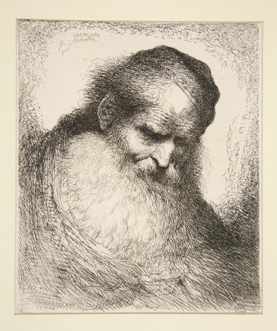 Oude Man met een Baard Frontaal (uit Serie van Grote Oosterse Hoofden) door Giovanni Benedetto Castiglione
