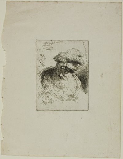 Oude man met tulband door Giovanni Benedetto Castiglione