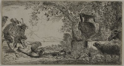 Pan Liggend voor een Grote Vaas door Giovanni Benedetto Castiglione