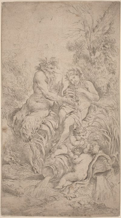Pan en Olympus door Giovanni Benedetto Castiglione