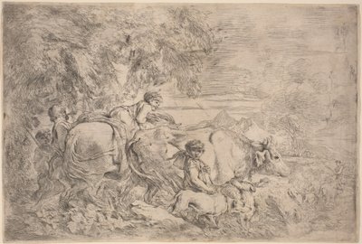 Herders volgen hun kudde door Giovanni Benedetto Castiglione