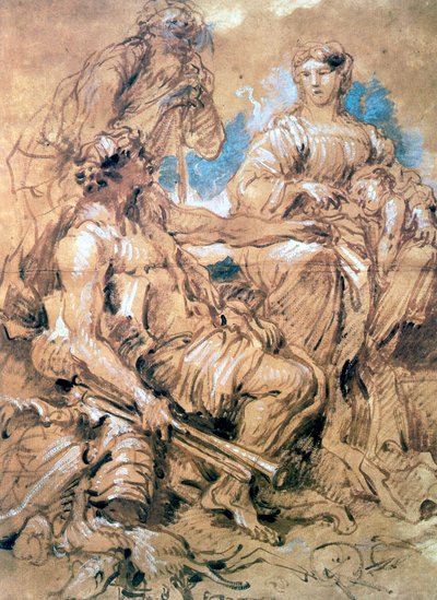 Studie van Figuren in Kostuum, ca. 1635-1670 door Giovanni Benedetto Castiglione