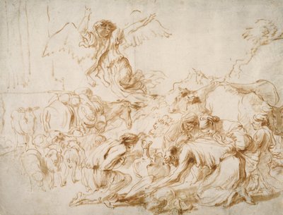 De Engel Vertrekt uit de Familie van Tobit door Giovanni Benedetto Castiglione