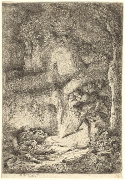 De Lichamen van de Heiligen Petrus en Paulus Verborgen in de Catacomben door Giovanni Benedetto Castiglione
