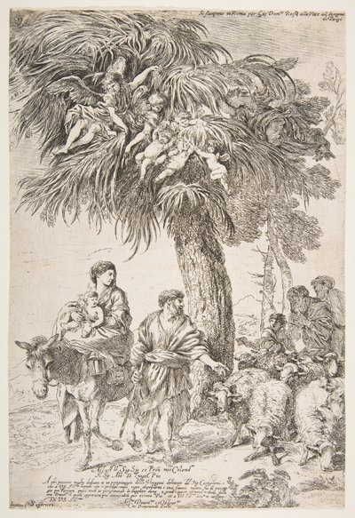 De Heilige Familie op hun vlucht naar Egypte, ca. 1647 door Giovanni Benedetto Castiglione