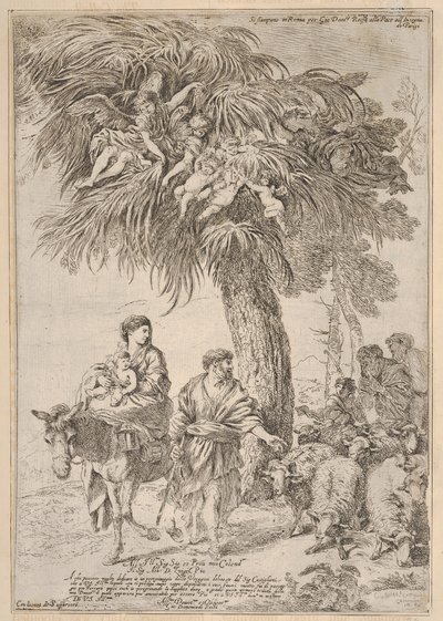 De Heilige Familie op hun vlucht naar Egypte, ca. 1647 door Giovanni Benedetto Castiglione