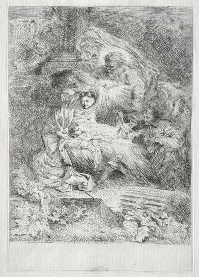 De Geboorte met God de Vader en de Heilige Geest door Giovanni Benedetto Castiglione