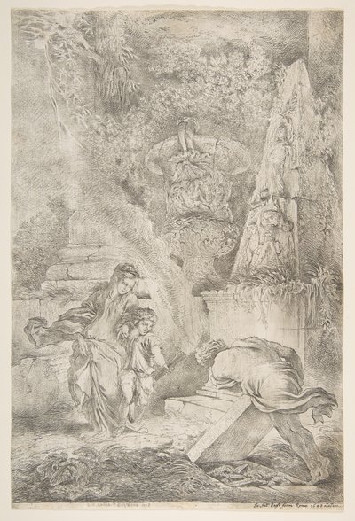 Theseus vindt de wapens van zijn vader door Giovanni Benedetto Castiglione