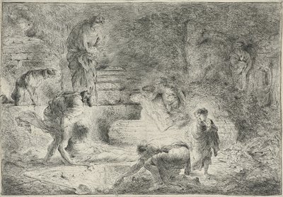 Tobit Begraaft de Doden, circa 1647-51 door Giovanni Benedetto Castiglione