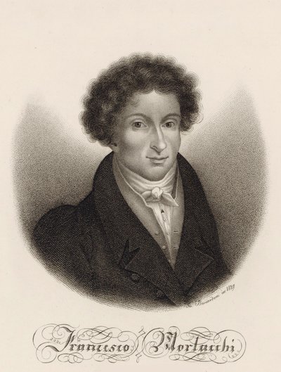Portret van de componist Francesco Morlacchi 1784-1841, 1829 door Giovanni Bernardoni