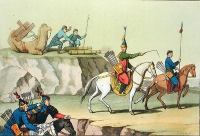 Een troep oprukkende soldaten, illustratie uit Le Costume Ancien et Moderne door Giulio Ferrario, uitgegeven ca. 1820s-30s door Giovanni Bigatti