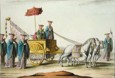 Keizer van een antieke dynastie in zijn koets, plaat 13 uit 