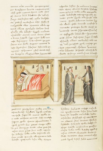 Decameron, De non; Isabetta en haar minnaar; Isabetta voor de abdis , Negende dag, kort verhaal 2. door Giovanni Boccaccio