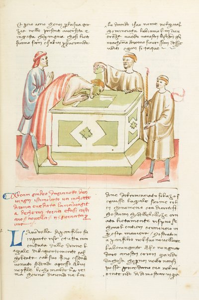 Decameron, De school van Rome - Doop van Abraham , Eerste dag, kort verhaal 2. door Giovanni Boccaccio