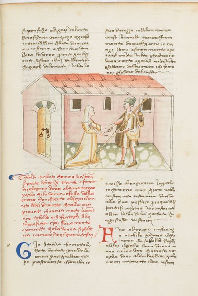 Decameron, De Armeense steward - Tedaldo degli Elisei in vermomming herenigd met Ermellina, Vijfde dag, kort verhaal 7. door Giovanni Boccaccio