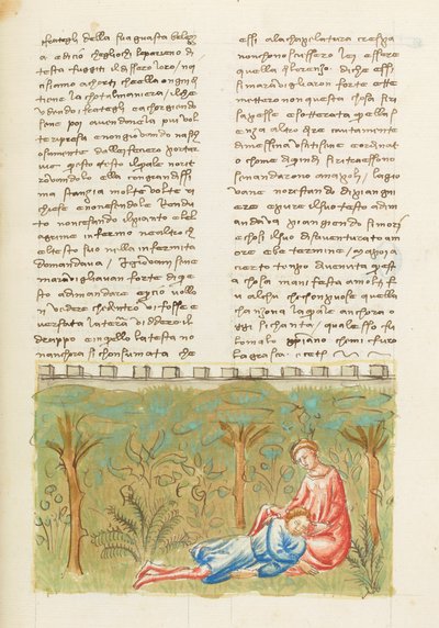 Decameron, Vierde dag, kort verhaal 6; voorgevoel: Dood van Gabriotto. door Giovanni Boccaccio