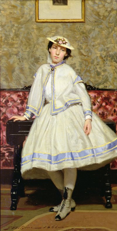 Alaide gekleed in wit door Giovanni Boldini