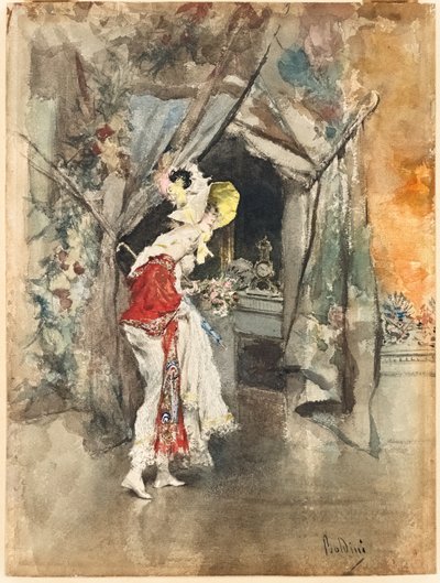 Een elegante vrouw in een interieur, ca. 1873 door Giovanni Boldini