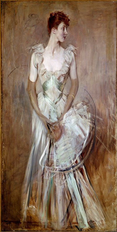 Portret van de Gravin van Leusse, geboren Berthier. door Giovanni Boldini
