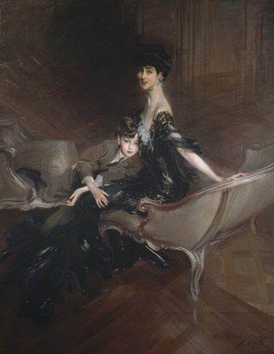 Consuelo Vanderbilt, hertogin van Marlborough, en haar zoon, Lord Ivor Spencer-Churchill door Giovanni Boldini