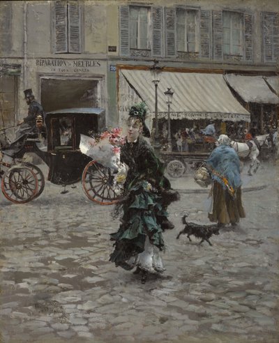 De straat oversteken, 1873-75 door Giovanni Boldini