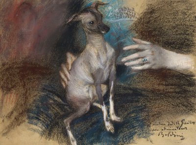 Elegante Dame met een Hond door Giovanni Boldini