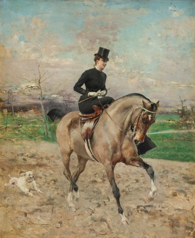 Ruiter. Alice Régnault te paard, 1878 door Giovanni Boldini