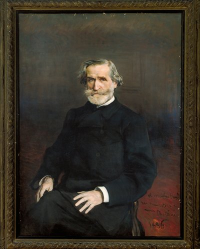 Italië, Portret van de Italiaanse componist Giuseppe Verdi door Giovanni Boldini